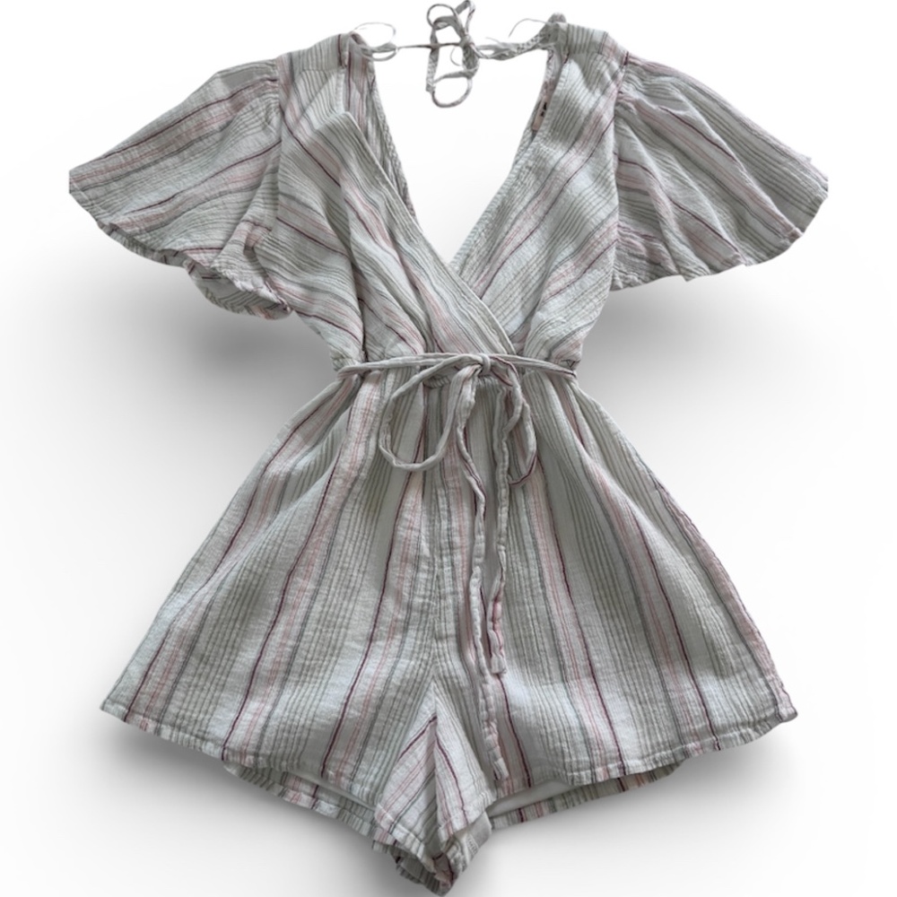 Francesca’s Mi Ami Striped Tie-Back Romper – Size S, Worn Once
